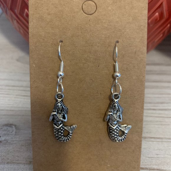 Silver Mermaid Dangle Earrings - Picture 2 of 2
